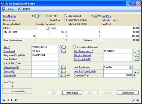 dynamics gp sales distributions